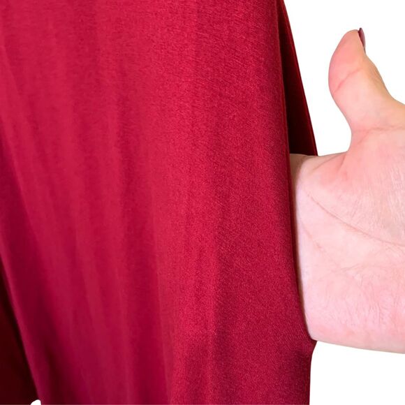 MISSKY Red Dresses for Women Short Sleeve Pocket Midi Swing Casual Summer Dress - Picture 5 of 9